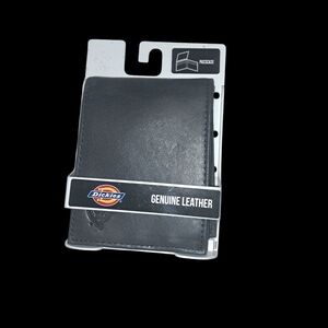 🆕Dickies Genuine Leather Passcase Classic Capacity Black Bifold Wallet